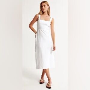 Abercrombie & Fitch White Midi High Slit White Dress Sz MP NWT Adjustable Straps